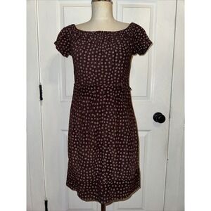 Patrizia Pepe Brown Leather Floral Print Mini Dress Size 42 Italy US6‎